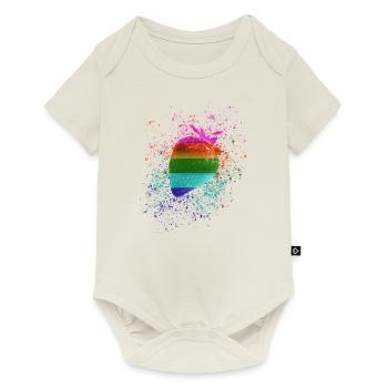 Fraise, coloré, popart, graffiti, arc-en-ciel, LGBT - Body à manches courtes Premium Bébé - blanc cassé - Devant