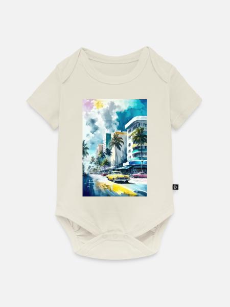 Miami Beach - Baby Premium Kurzarmbody - Naturweiß