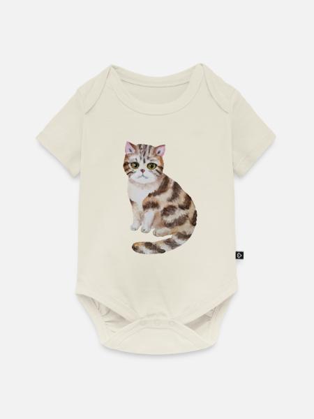 Süße Katze - Baby Premium Kurzarmbody - Naturweiß