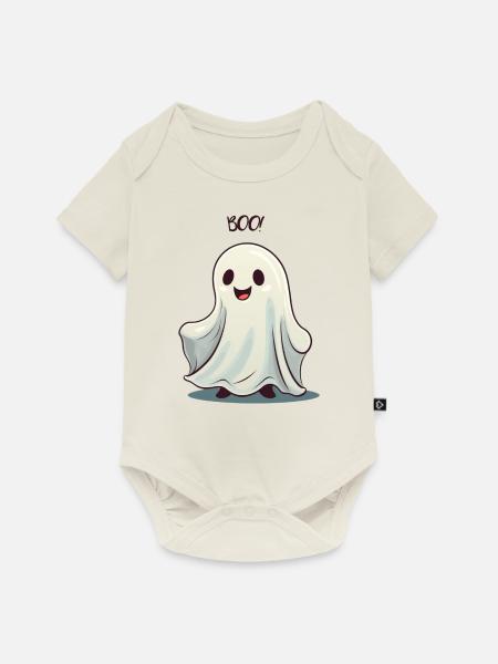 Halloween Geist Gespenst Herbst Design - Baby Premium Kurzarmbody - Naturweiß