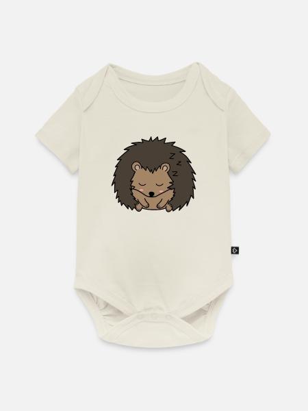 Schlafender Igel - Baby Premium Kurzarmbody - Naturweiß