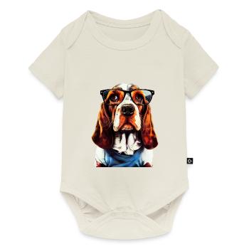 Hipster Hund Basset #basset - Baby Premium Kurzarmbody - Naturweiß - Vorne