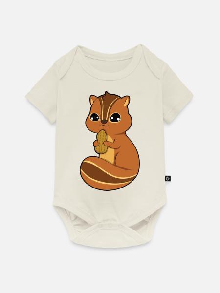 Streifenhörnchen - Baby Premium Kurzarmbody - Naturweiß