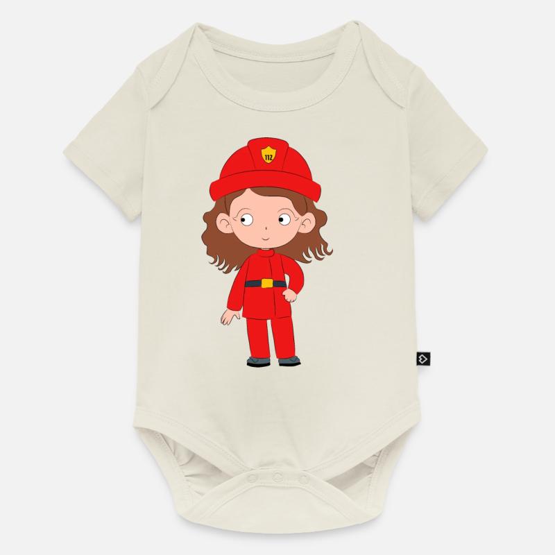Pompier Fille - Body à manches courtes Premium Bébé - blanc cassé