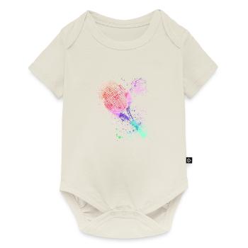 tennis,racket,ball,graffiti,blue,painting,colorful - Baby Premium short-sleeve bodysuit - off white - Front