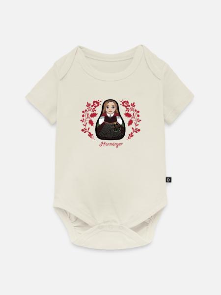 Harmångerstinta mit Blumen - Baby Premium Kurzarmbody - Naturweiß