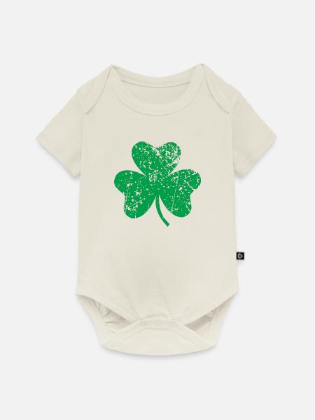 Kleeblatt - Baby Premium Kurzarmbody - Naturweiß