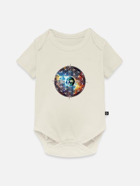 Blume des Lebens, Erde, Yoga, Universum Design - Baby Premium Kurzarmbody - Naturweiß