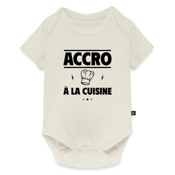 accro à la cuisine,cuisinier,cuisinière - Body à manches courtes Premium Bébé - blanc cassé - Devant