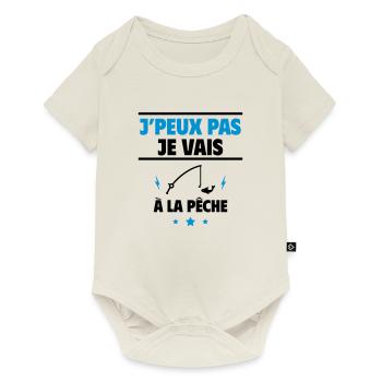 Je vais à la pêche, pêcheur, pêcheuse - Body à manches courtes Premium Bébé - blanc cassé - Devant