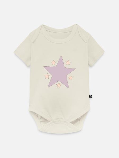 stern lila - Baby Premium Kurzarmbody - Naturweiß