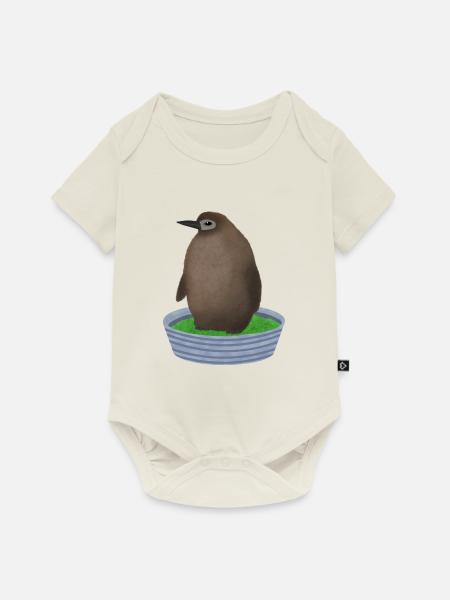 Pesto-Pinguin - Baby Premium Kurzarmbody - Naturweiß