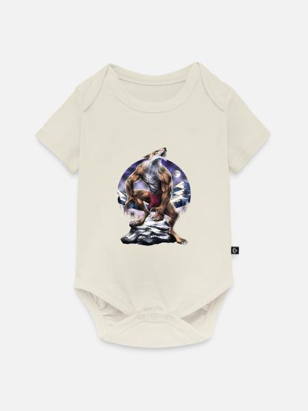 Werwolf Vollmond heult - Baby Premium Kurzarmbody - Naturweiß