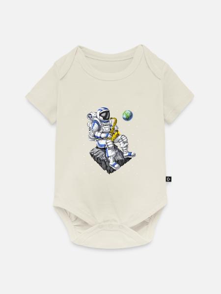 Astronaut Saxophon Spieler - Baby Premium Kurzarmbody - Naturweiß