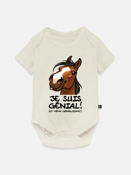 Pferd "I'm awesome" (schwarzer Text) - Baby Premium Kurzarmbody - Naturweiß