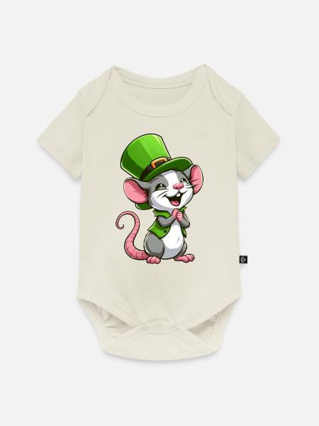 St. Patrick's Niedliche Ratte - Baby Premium Kurzarmbody - Naturweiß