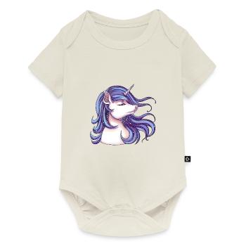 Unicorn with glitter - Baby Premium short-sleeve bodysuit - off white - Front