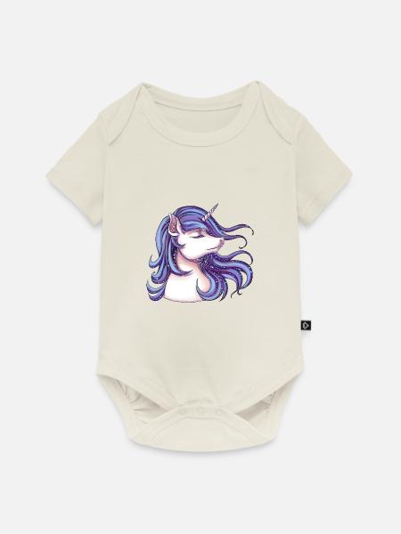 Einhorn mit Glitzer - Baby Premium Kurzarmbody - Naturweiß