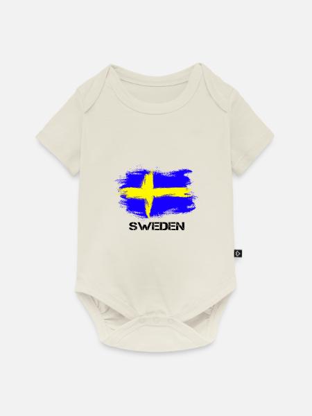 Schweden Sweden Sverige Flagge - Baby Premium Kurzarmbody - Naturweiß