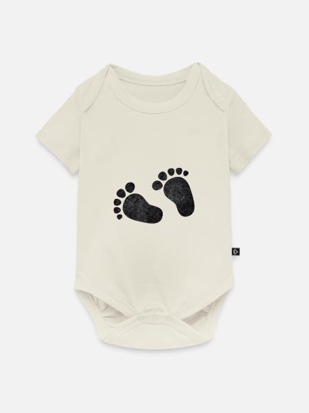 Baby Babyfüße Schwangerschaft Babybauch - Baby Premium Kurzarmbody - Naturweiß