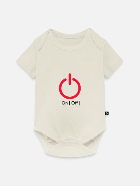 On Off Knopf - Baby Premium Kurzarmbody - Naturweiß