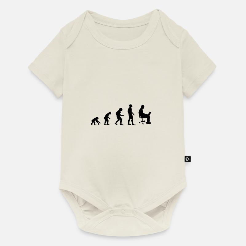 Evolution Mann am Laptop, Arbeit, Pc - Baby Premium Kurzarmbody - Naturweiß