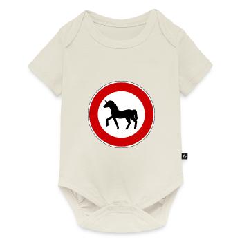 Verkehrsschild Einhorn Maedchen Geschenk - Baby Premium Kurzarmbody - Naturweiß - Vorne