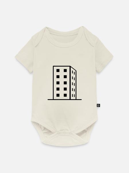 Haus / Block - Baby Premium Kurzarmbody - Naturweiß