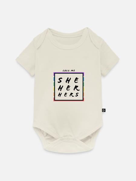 Pride - she, her, hers - Baby Premium Kurzarmbody - Naturweiß