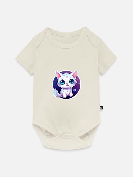 "Kitty in Space!" - Baby Premium Kurzarmbody - Naturweiß