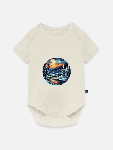 Winterlandschaft - Baby Premium Kurzarmbody - Naturweiß