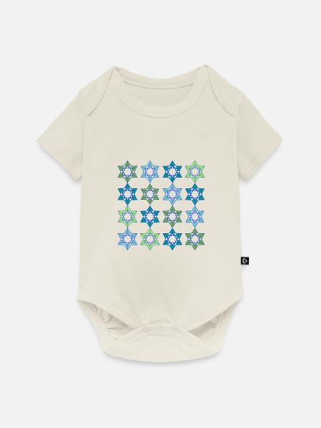 Star Scape Geometrisches Muster - Baby Premium Kurzarmbody - Naturweiß