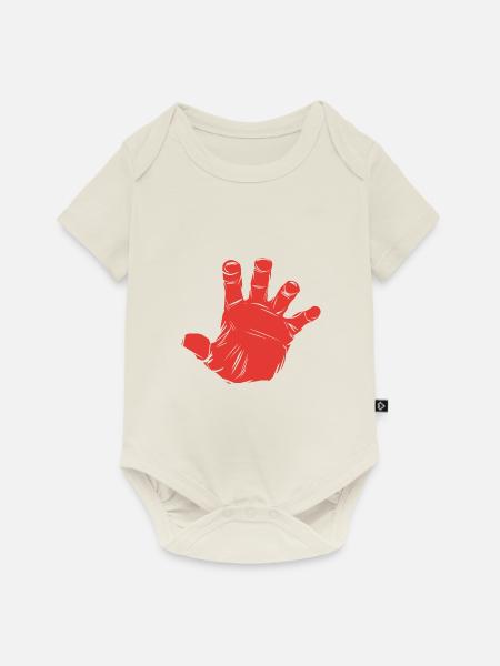 Hands off! Finger weg! Hand - Baby Premium Kurzarmbody - Naturweiß