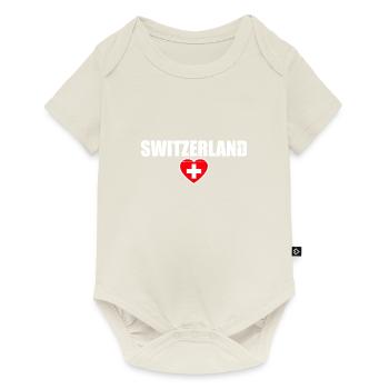 Suisse Vintage Drapeau Suisse - Body à manches courtes Premium Bébé - blanc cassé - Devant