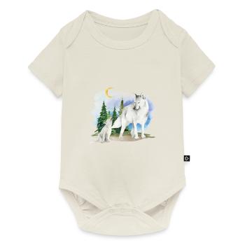 Wolf und Welpe - Baby Premium Kurzarmbody - Naturweiß - Vorne