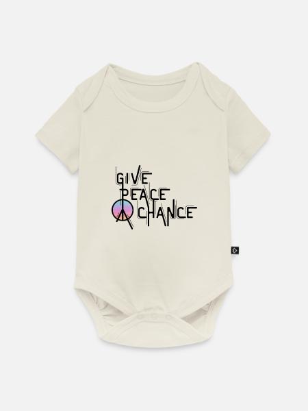 Frieden, Zitat, Tag des Friedens, Friedenszeichen - Baby Premium Kurzarmbody - Naturweiß