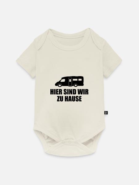 camping - Baby Premium Kurzarmbody - Naturweiß