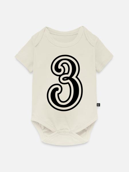 3 Zahl nummer - Baby Premium Kurzarmbody - Naturweiß