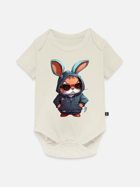 Kaninchen 4 - Baby Premium Kurzarmbody - Naturweiß