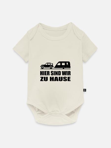 camping - Baby Premium Kurzarmbody - Naturweiß