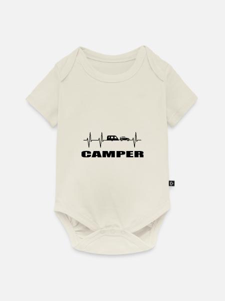 camping - Baby Premium Kurzarmbody - Naturweiß