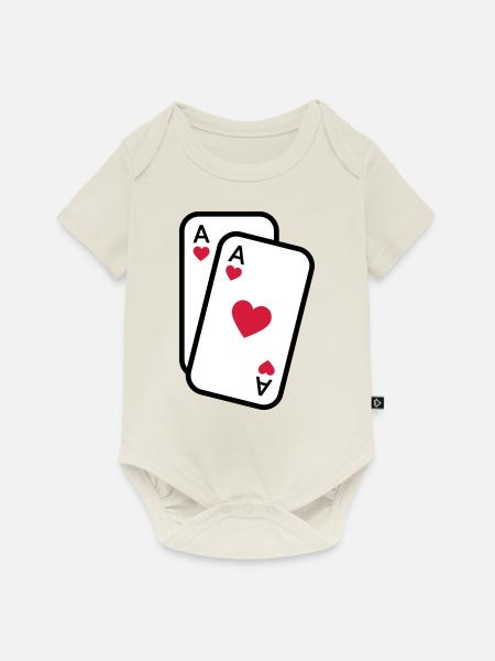 Kaarten harten aas speelkaarten poker - Premium babyrompertje met korte mouwen  - natuurwit