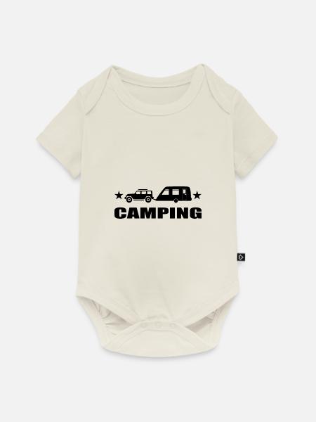 Camping - Baby Premium Kurzarmbody - Naturweiß
