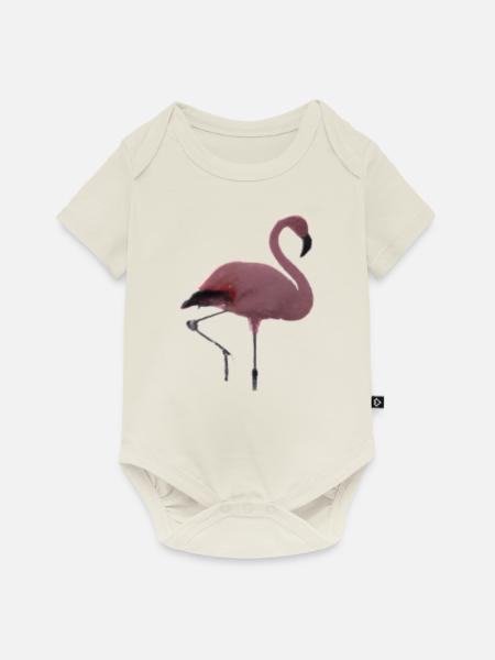 Flamingo rosa pink Geschenkidee - Baby Premium Kurzarmbody - Naturweiß