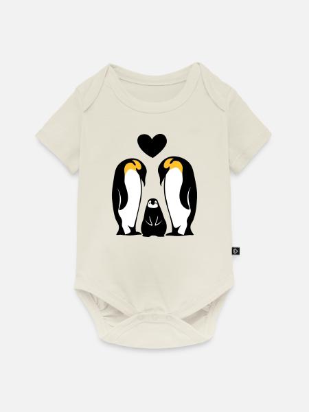 Famille Famille Famille Pingouin Famille Pingouins - Body à manches courtes Premium Bébé - blanc cassé