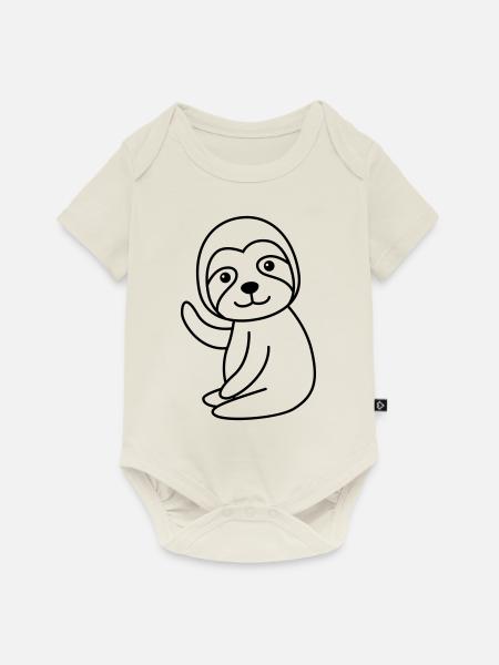 Faultier Comic Tier - Baby Premium Kurzarmbody - Naturweiß