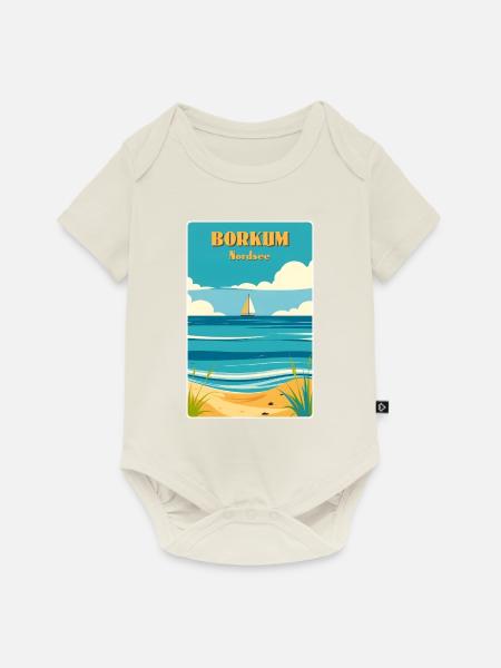 Borkum - Baby Premium Kurzarmbody - Naturweiß
