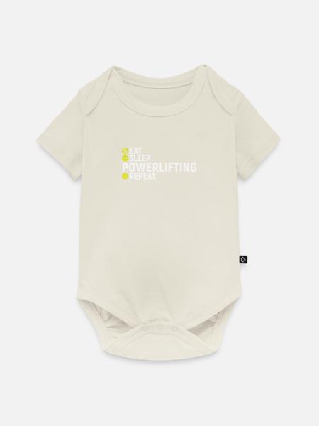 Essen, schlafen, Power lifting, wiederholen - Baby Premium Kurzarmbody - Naturweiß