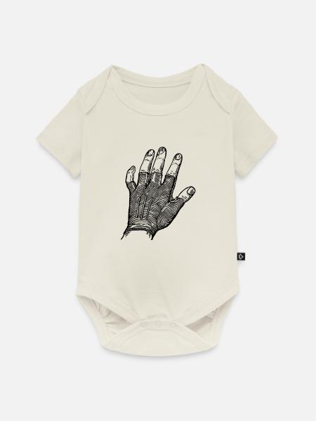 Hand mit Handschuh - Baby Premium Kurzarmbody - Naturweiß