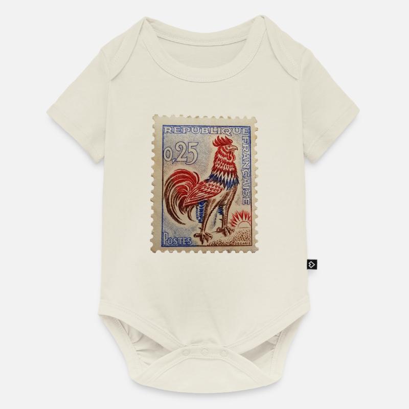 timbre français - Body à manches courtes Premium Bébé - blanc cassé